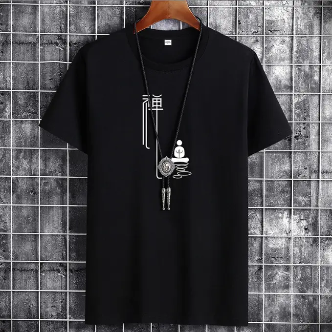 Men Blue Cotton T-Shirt Round Neck Loose Fit