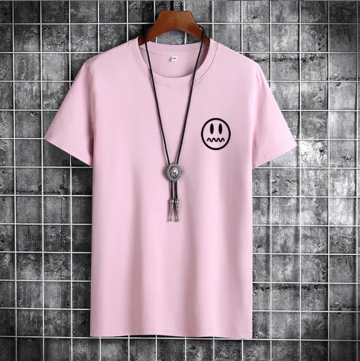 Men Light Blue T-Shirt with Smiley Print Cotton Loose Fit - Image 7