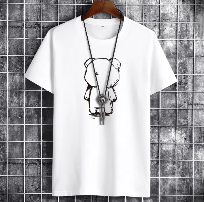 Men White Graphic T-Shirt with Neck Chain Design - Image 15
