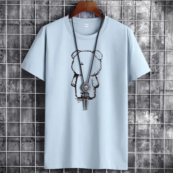 Men White Graphic T-Shirt with Neck Chain Design - Image 5