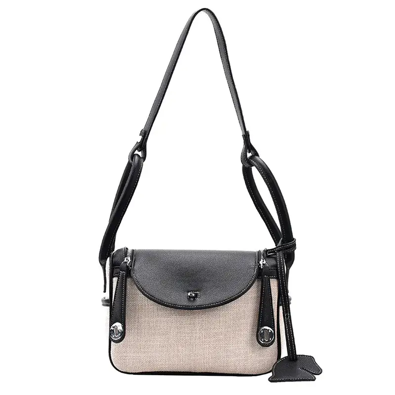 Women's Large Capacity Shoulder Bag Blue Beige - Image 9