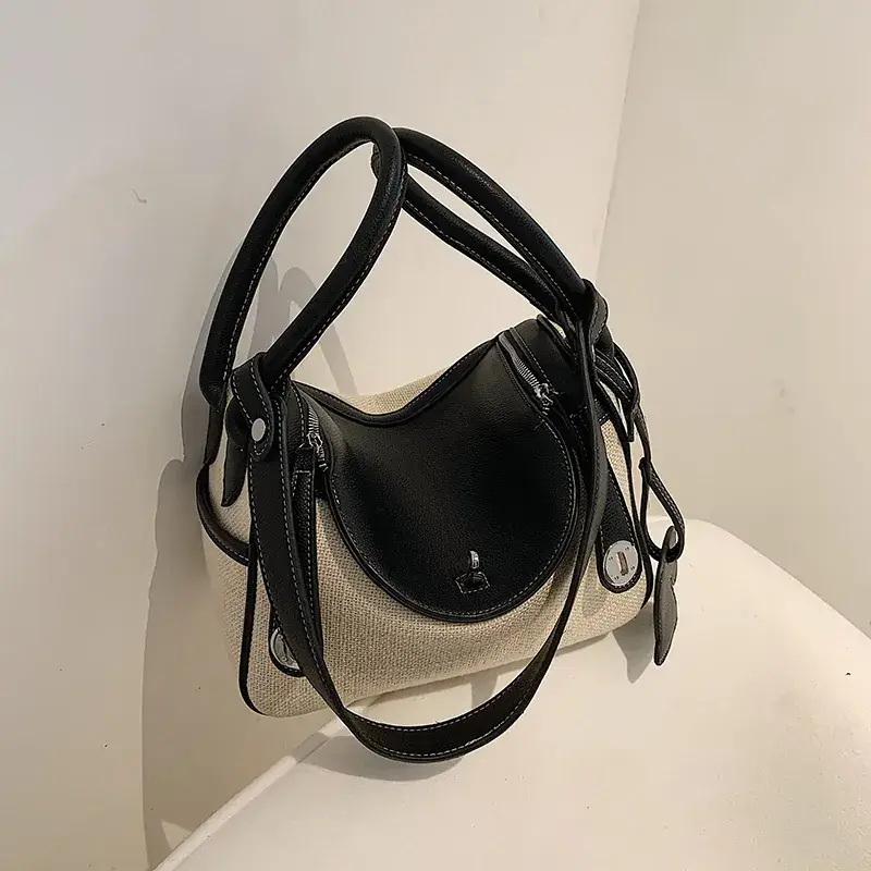 Women's Large Capacity Shoulder Bag Blue Beige - Image 3