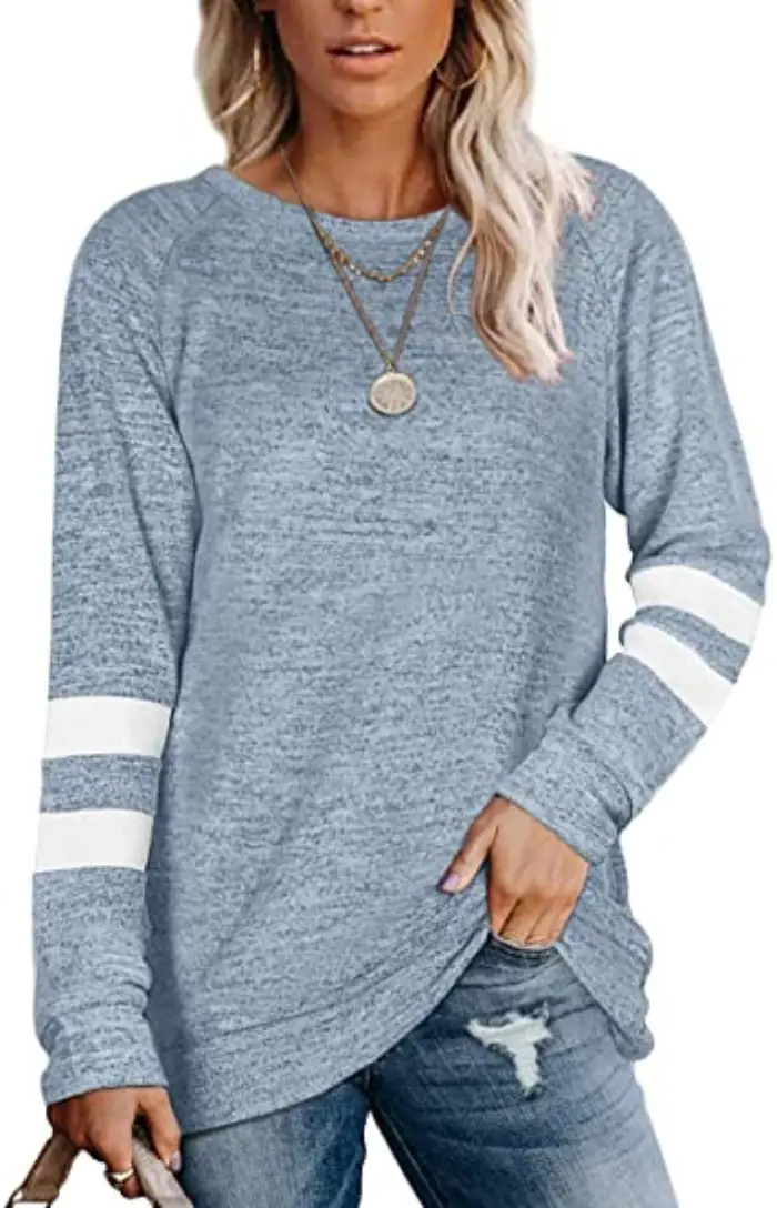 Women Green Long Sleeve T-Shirt Round Neck Casual Top - Image 5