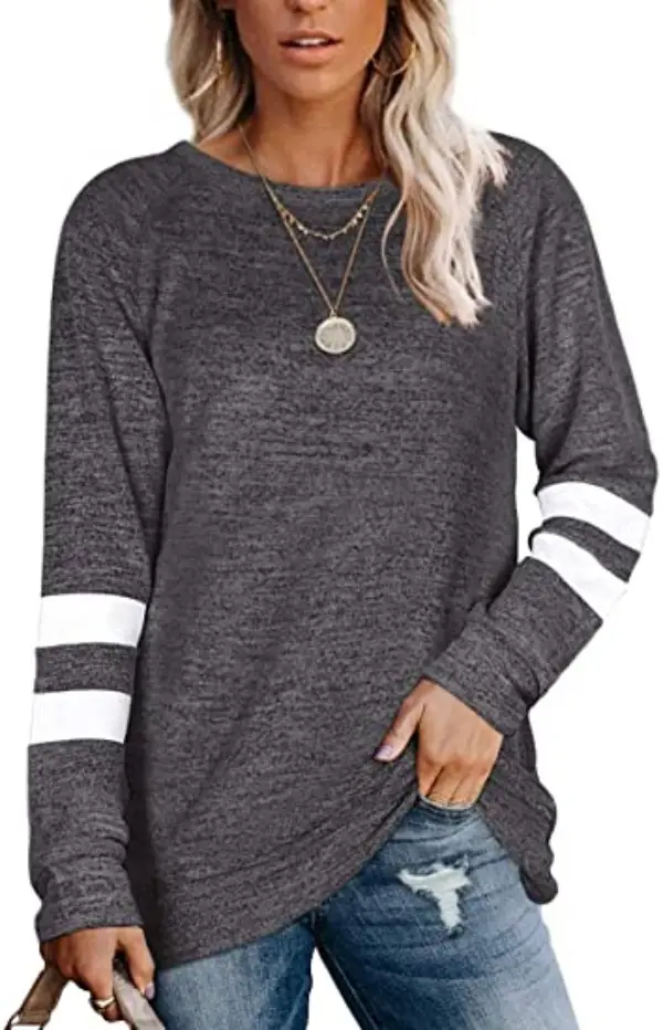 Women Green Long Sleeve T-Shirt Round Neck Casual Top - Image 6