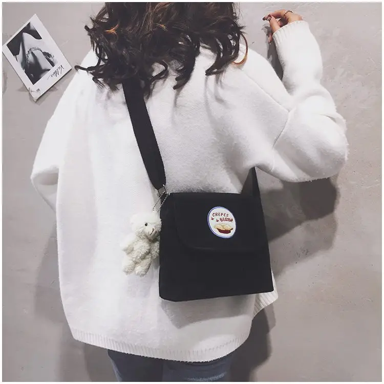 2020 Autumn New Japanese Antique Cute Student Corduroy Shoulder Bag - Image 5