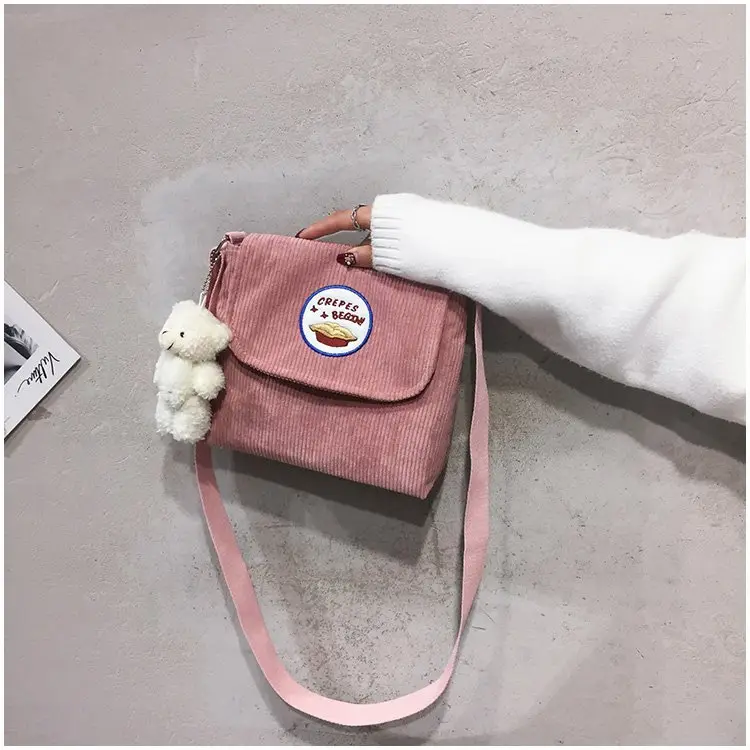 2020 Autumn New Japanese Antique Cute Student Corduroy Shoulder Bag — feature 10