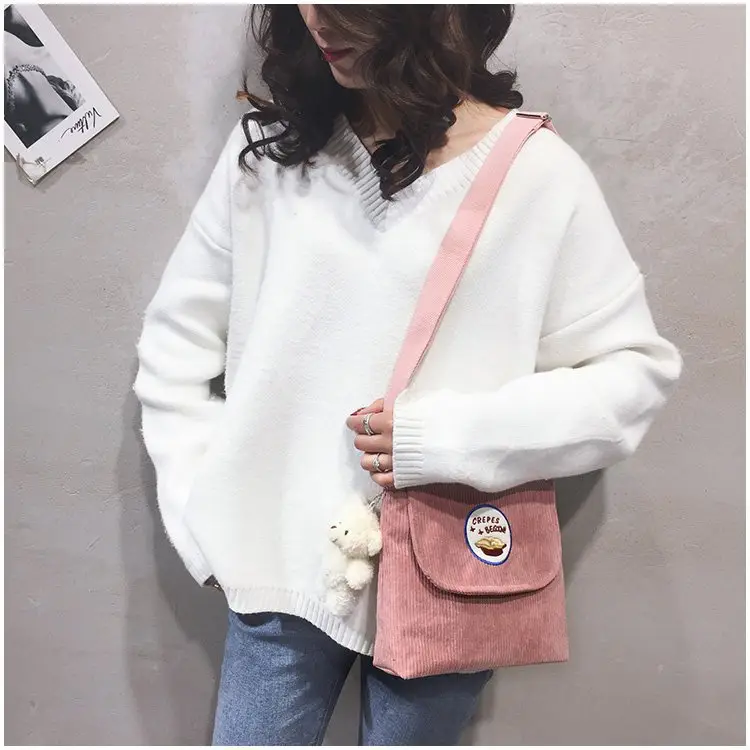 2020 Autumn New Japanese Antique Cute Student Corduroy Shoulder Bag — feature 11