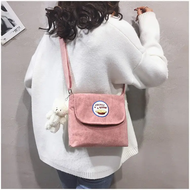 2020 Autumn New Japanese Antique Cute Student Corduroy Shoulder Bag — feature 12