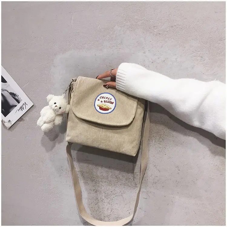 2020 Autumn New Japanese Antique Cute Student Corduroy Shoulder Bag — feature 13