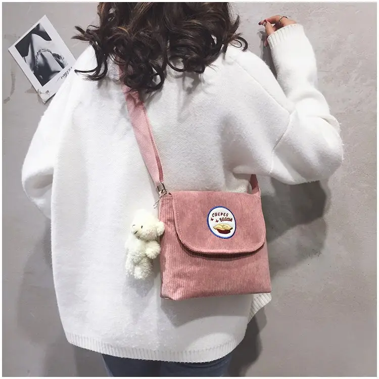 2020 Autumn New Japanese Antique Cute Student Corduroy Shoulder Bag — feature 14