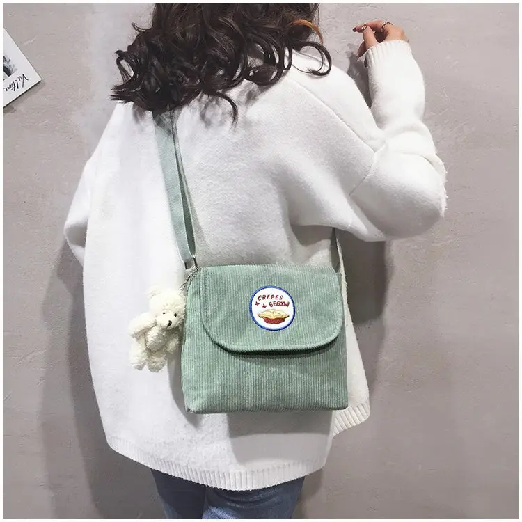 2020 Autumn New Japanese Antique Cute Student Corduroy Shoulder Bag — feature 16