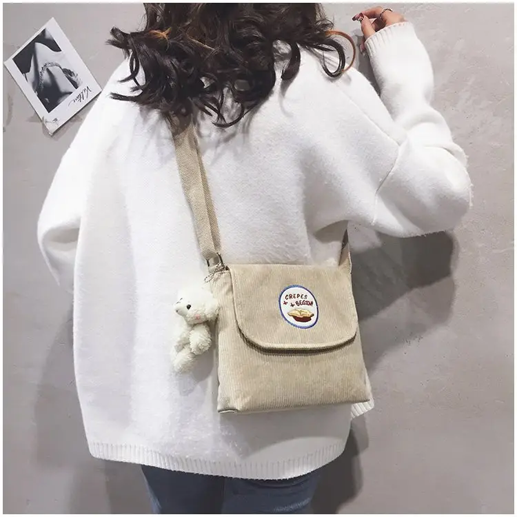 2020 Autumn New Japanese Antique Cute Student Corduroy Shoulder Bag — feature 17