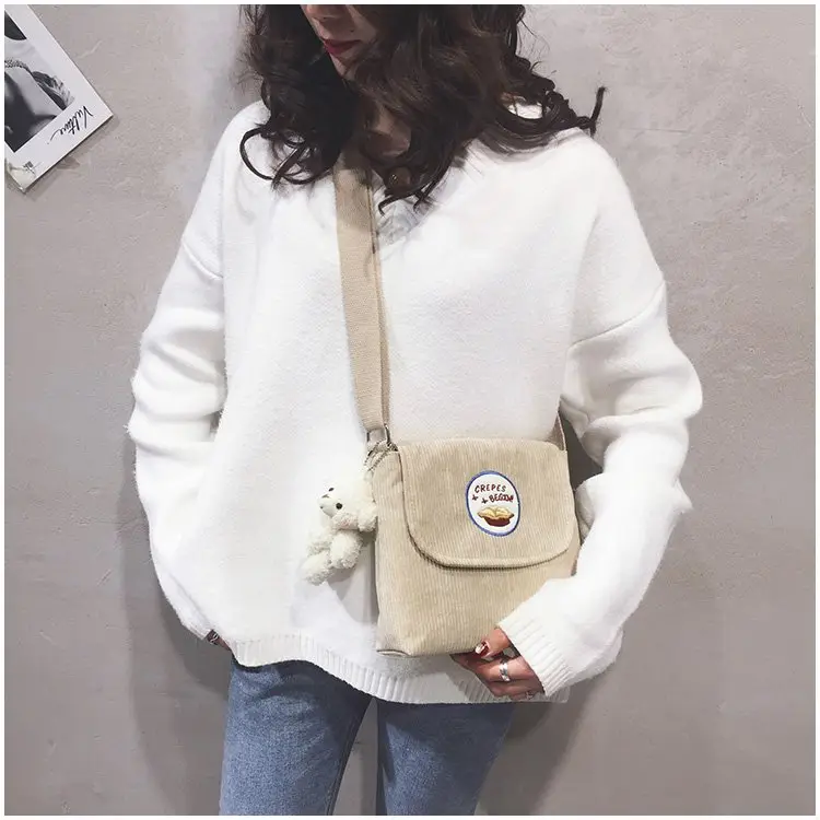 2020 Autumn New Japanese Antique Cute Student Corduroy Shoulder Bag — feature 18