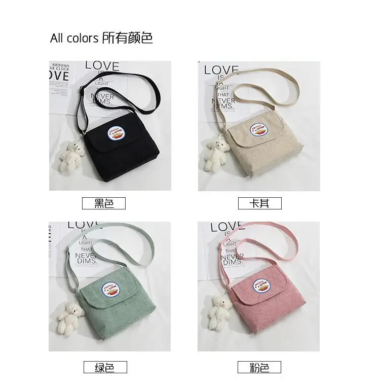 2020 Autumn New Japanese Antique Cute Student Corduroy Shoulder Bag — feature 2
