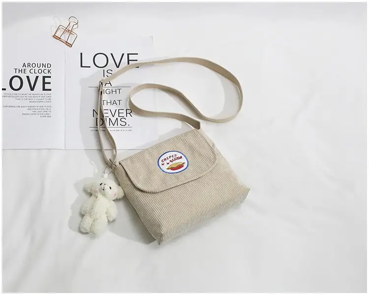 2020 Autumn New Japanese Antique Cute Student Corduroy Shoulder Bag — feature 25