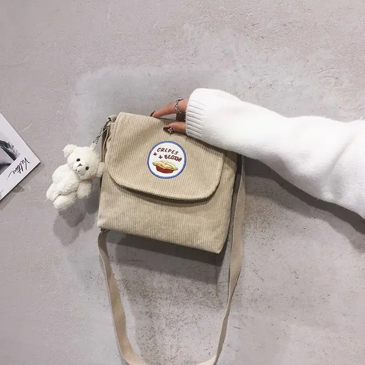 2020 Autumn New Japanese Antique Cute Student Corduroy Shoulder Bag — feature 4