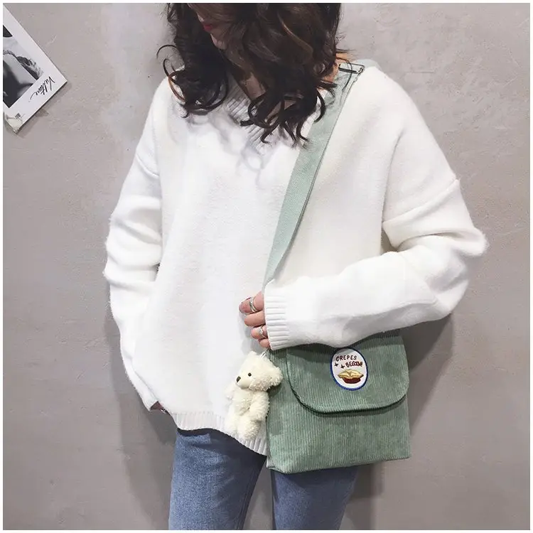 2020 Autumn New Japanese Antique Cute Student Corduroy Shoulder Bag — feature 8