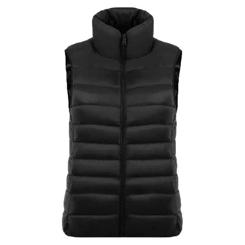 Women Orange Puffer Vest Waistcoat Large Size - Image 19