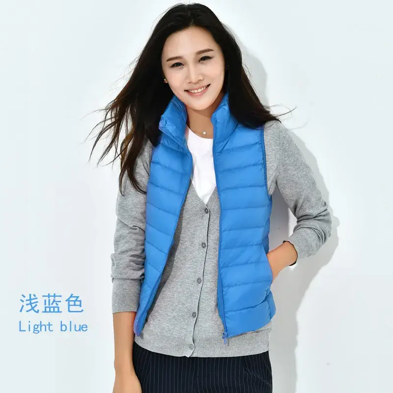 Women Orange Puffer Vest Waistcoat Large Size — feature 14