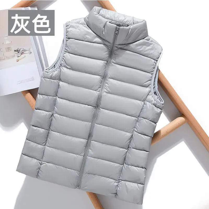 Women Orange Puffer Vest Waistcoat Large Size - Image 13