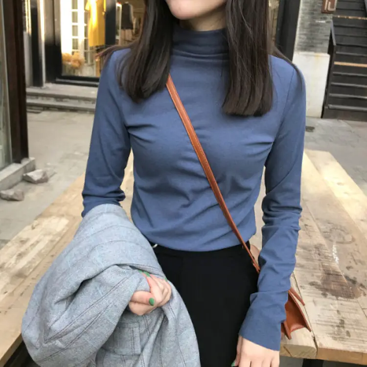 Black Long-Sleeve Slim Fit Turtleneck Shirt - Image 7