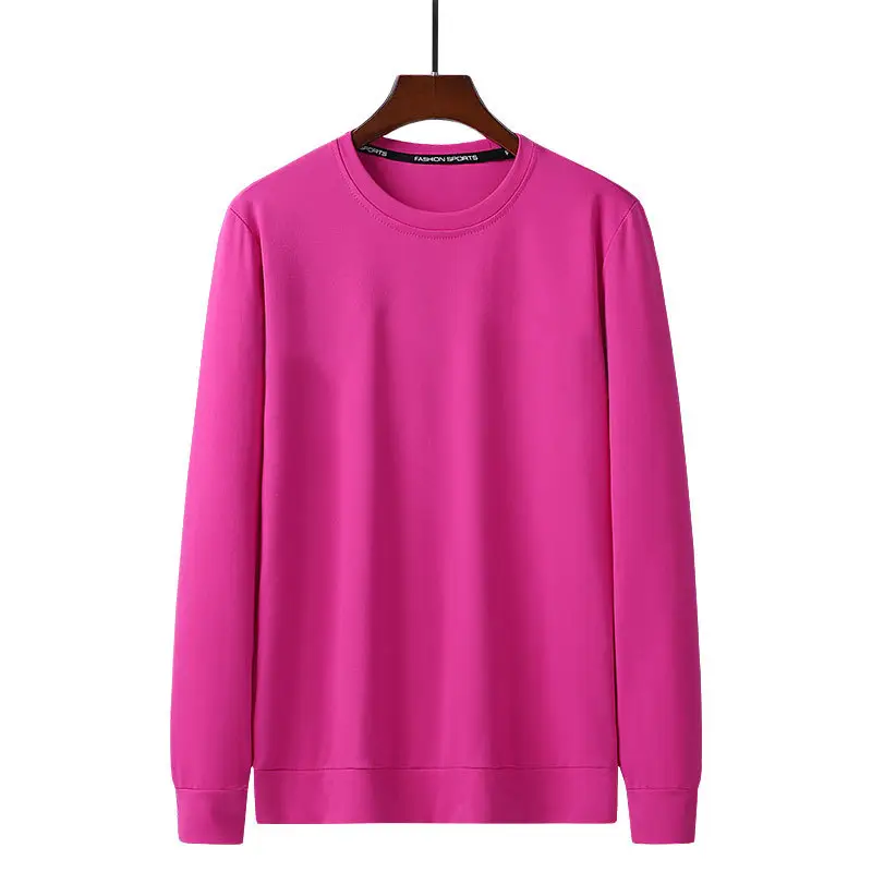 Men's Pink Tencel Crewneck Sweatshirt Spring Autumn