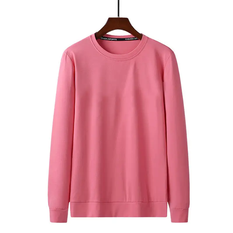 Men's Pink Tencel Crewneck Sweatshirt Spring Autumn