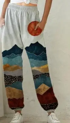 Digital Printed Multi Color Casual Pants for Women