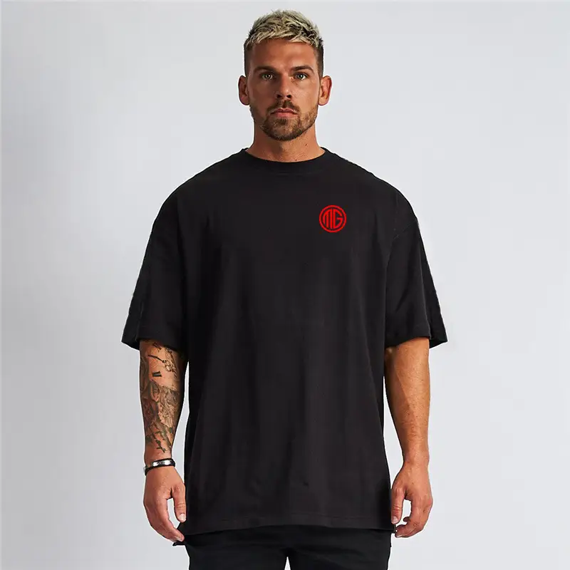 Men Grey Red Logo Short Sleeve T-Shirt - Image 5