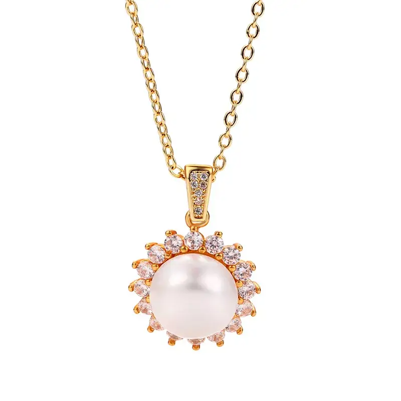Freshwater Pearl Pendant with Zircon for Women - Image 9