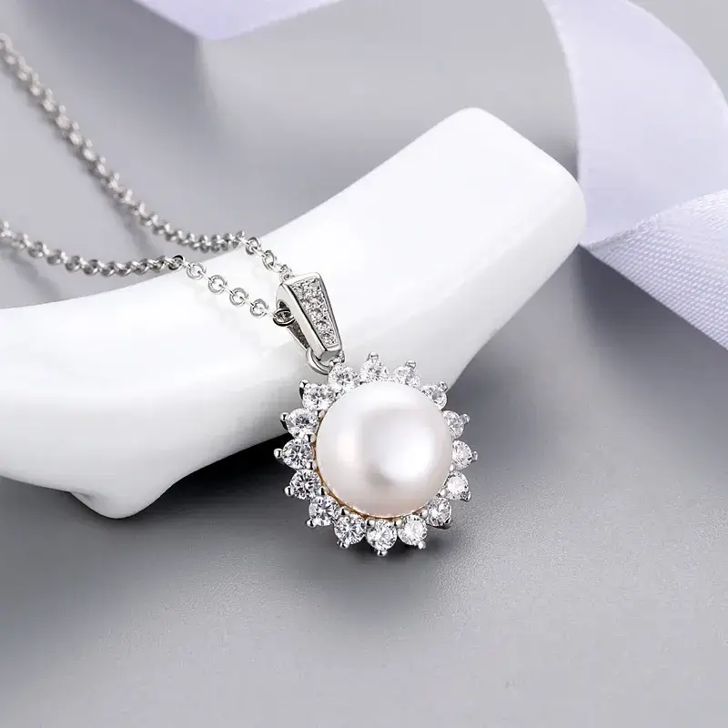 Freshwater Pearl Pendant with Zircon for Women - Image 3