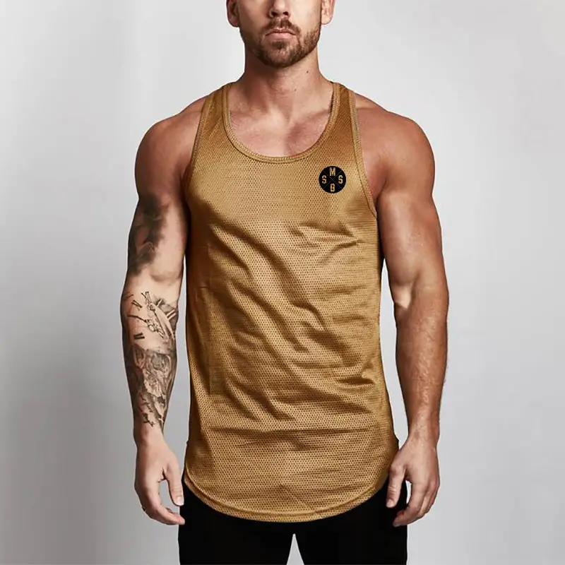 Men Black Sleeveless Gym Vest Mesh Quick Dry - Image 3