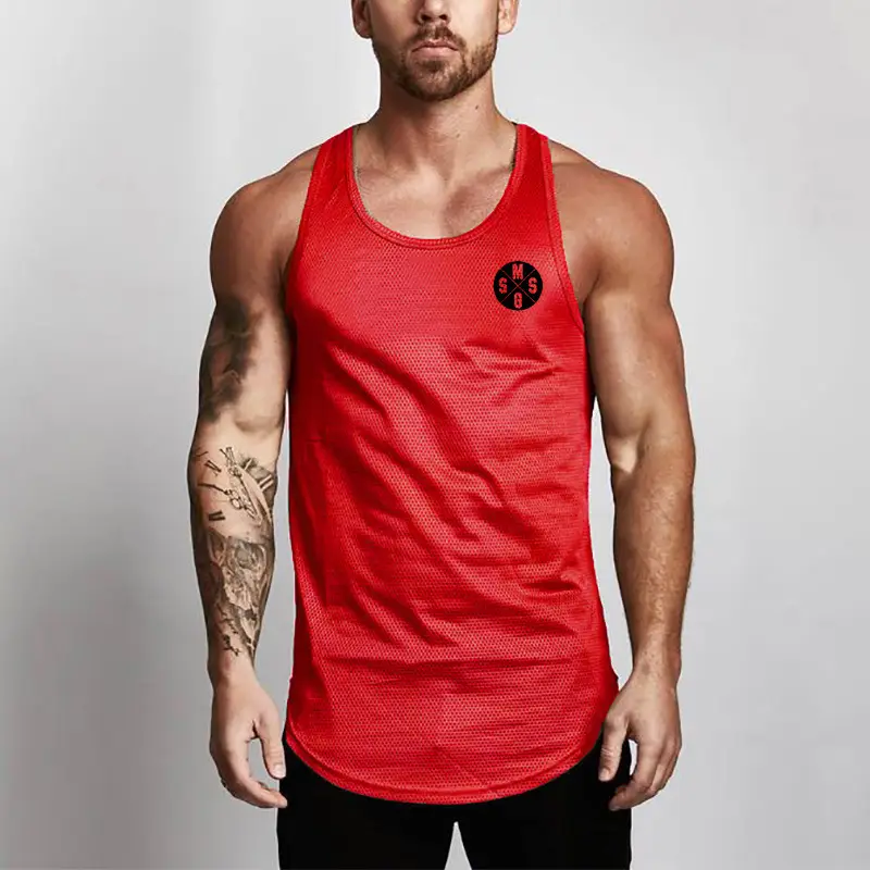 Men Black Sleeveless Gym Vest Mesh Quick Dry - Image 2