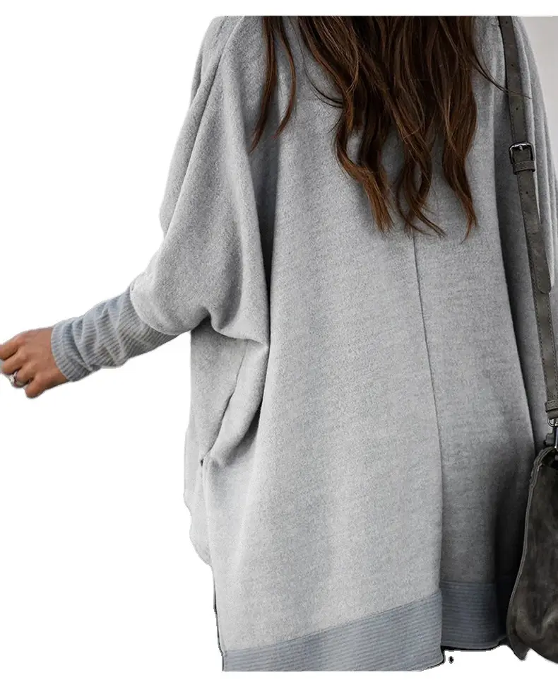 Women Turtleneck Sweater Beige Loose Fit Crossbody - Image 11