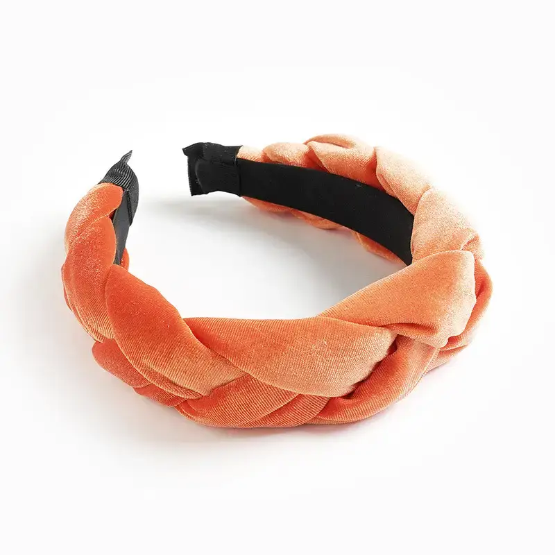 Orange Velvet Braided Hairband for Women - Image 13