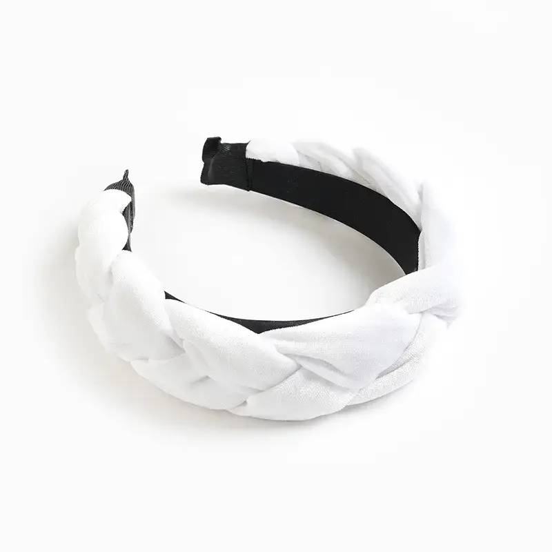 Orange Velvet Braided Hairband for Women - Image 2