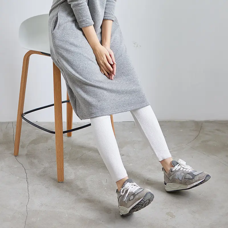 Long-fit Ribbed Inner Leggings Brown Autumn Winter