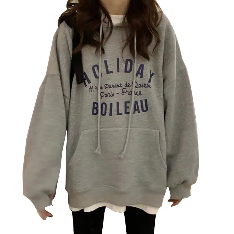 Women Blue Boileau Printed Hoodie Loose Fit Autumn - Image 8