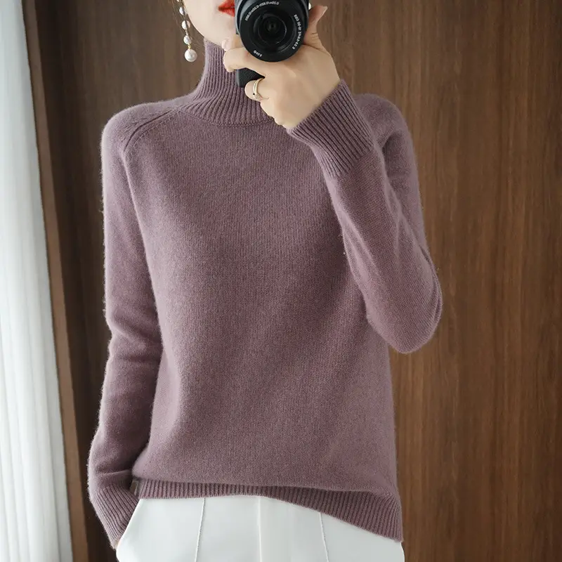 Women's White Knit Turtleneck Sweater Large Winter Wear - Image 16
