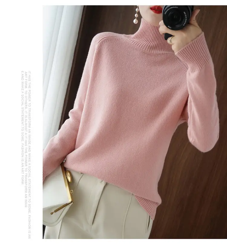 Women's White Knit Turtleneck Sweater Large Winter Wear — feature 20