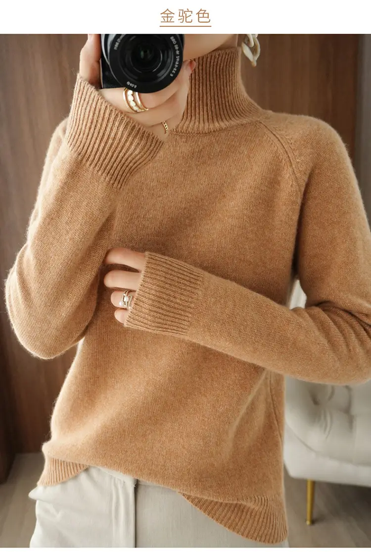 Women's White Knit Turtleneck Sweater Large Winter Wear — feature 30