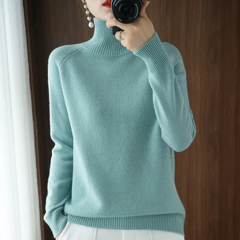 Women's White Knit Turtleneck Sweater Large Winter Wear - Image 13