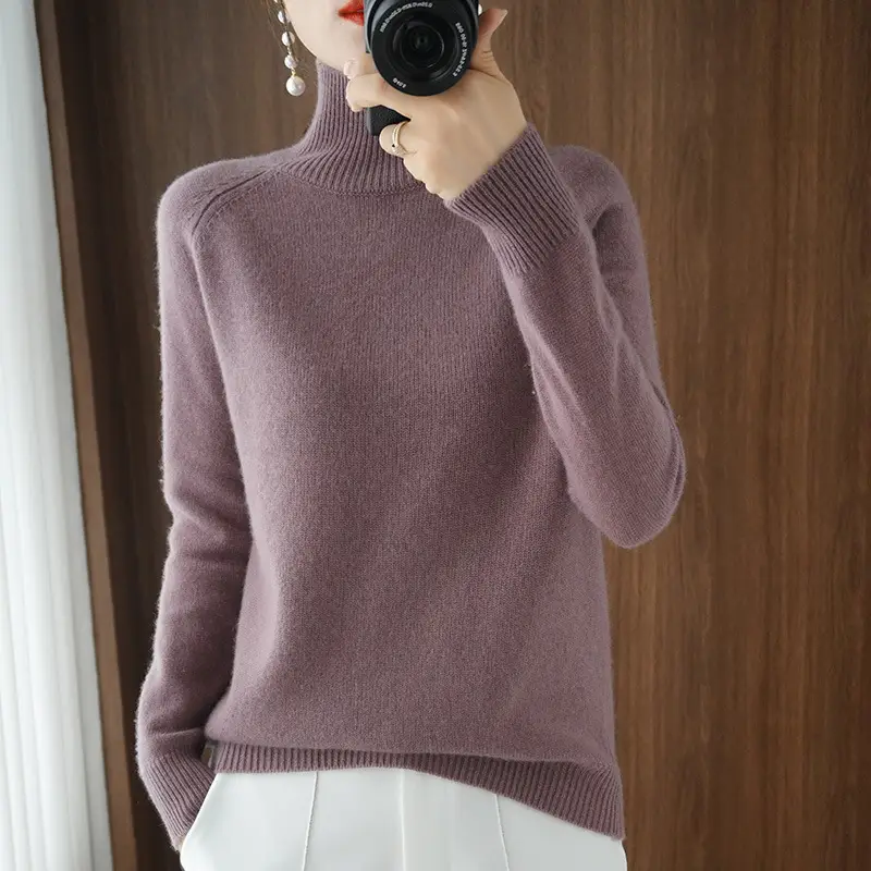 Women's White Knit Turtleneck Sweater Large Winter Wear - Image 6