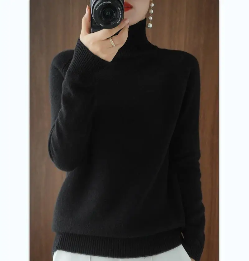 Women's White Knit Turtleneck Sweater Large Winter Wear - Image 8