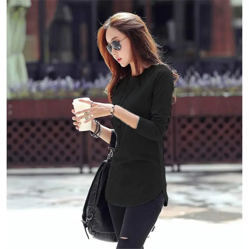 Gray Long Sleeve Knitted T-Shirt for Women 2025 - Image 6