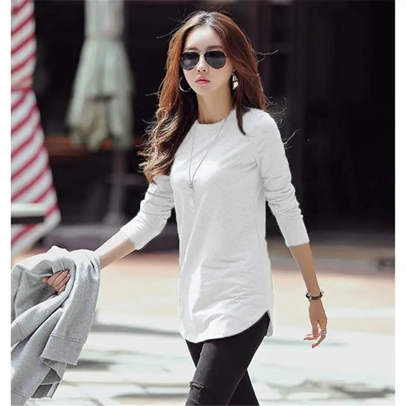 Gray Long Sleeve Knitted T-Shirt for Women 2025 - Image 8