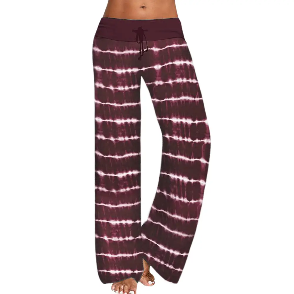 Women Tie-Dye Yoga Pants Purple Wide Leg Loose Fit