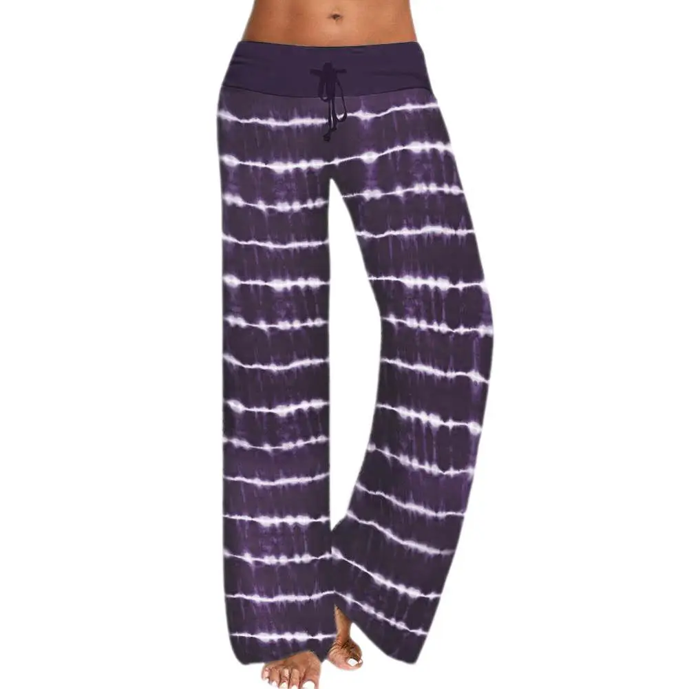 Women Tie-Dye Yoga Pants Purple Wide Leg Loose Fit