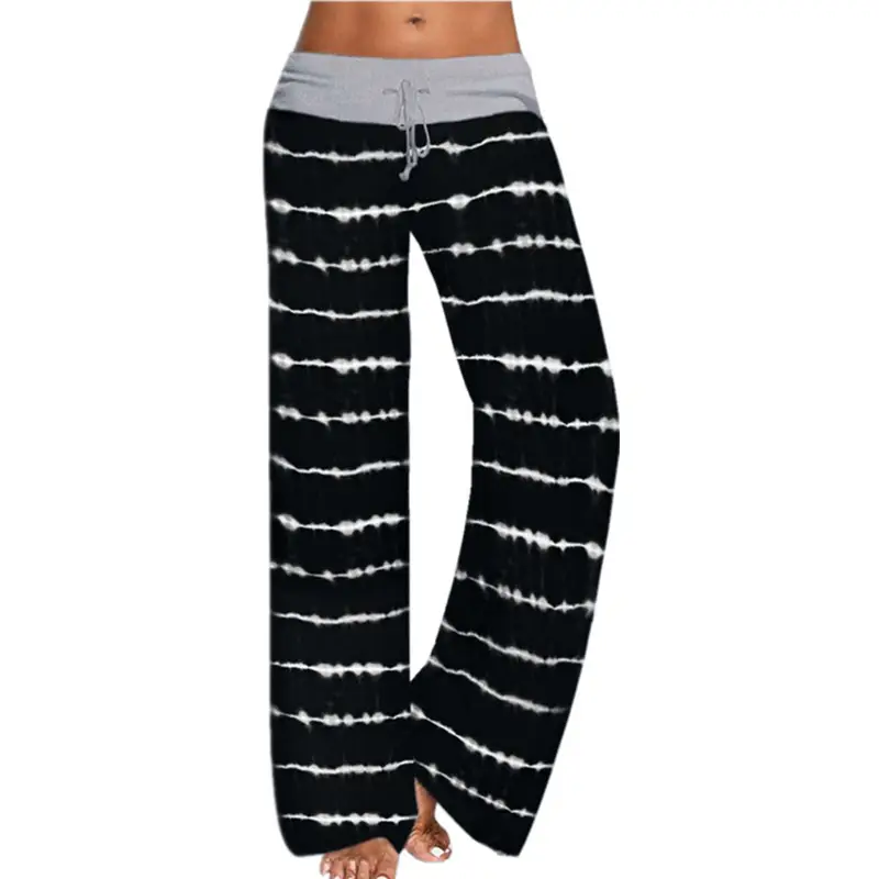 Women Tie-Dye Yoga Pants Purple Wide Leg Loose Fit