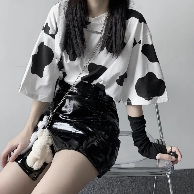 Cow Print Loose T-Shirt Unisex Bf Style 2026 - Image 5